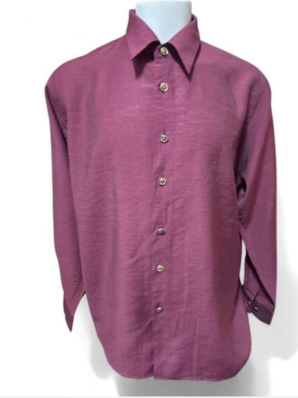 Men's Long-Sleeve Dress Shirt in Plum Y2K NWT deadstock